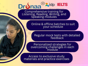 Ace the IELTS Exam with Dronaa Educon's expert guidance. We offer both online and offline classes,